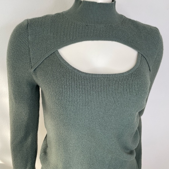 Y2K Ribbed Knit Mock Neck Cut Out Sweater size M - Picture 4 of 8